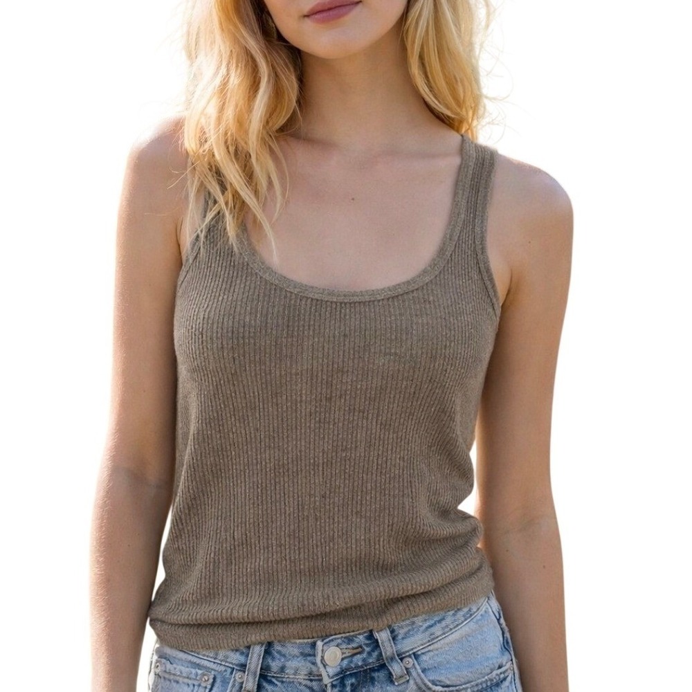 Zara Olive Brown Ribbed Tank Top